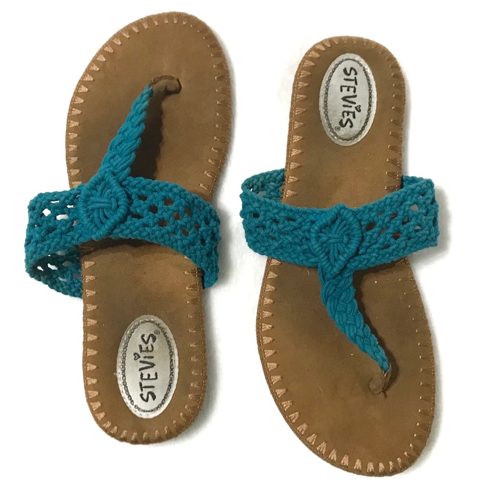 Stevies Macrame Thong Sandals Flip Flops Size 5/6